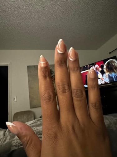 Customer photo review of XCOATTIPS® French - Peach Short Almond Pre-Designed Tips