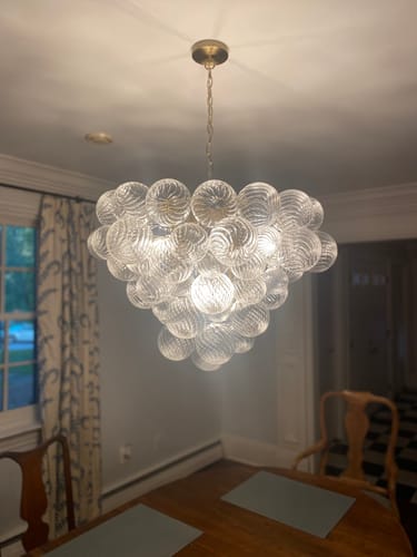 Customer photo review of Glam Brass Cluster Ribbed Glass Globe Bubble Chandelier