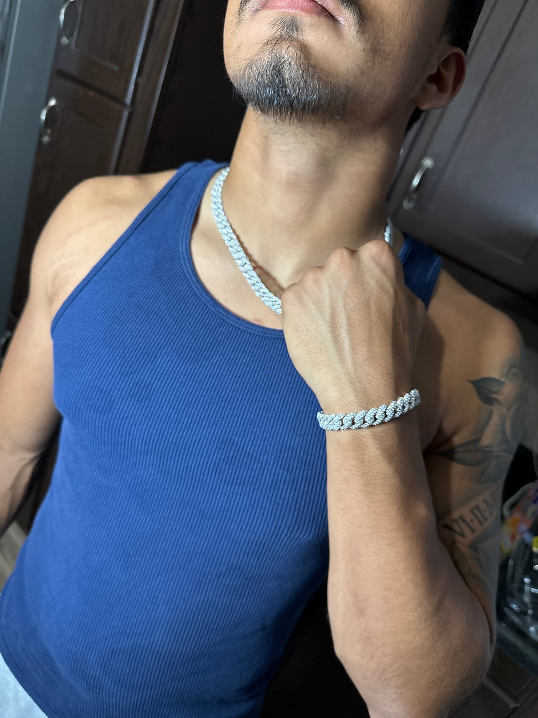 Customer photo review of 8mm Iced Cuban Link Chain - White Gold