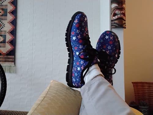 Customer photo review of 4th of July American Star Pattern Print Black Running Shoes