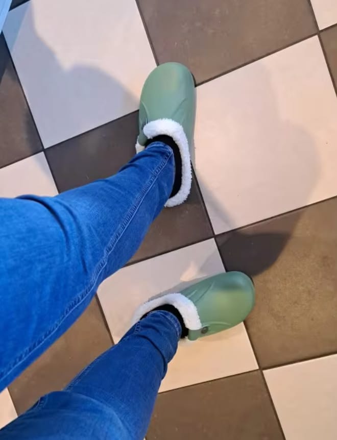 Customer photo review of Arlo Fuzzy - Healthy & Non-Slip Comfort Clog Mules