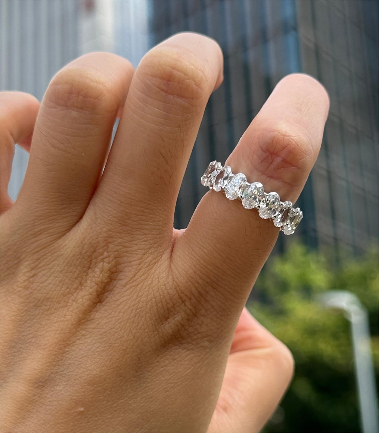 Customer photo review of S925 8.5Ct Eternity Oval Cut Wedding Band For Women In Sterling Silver
