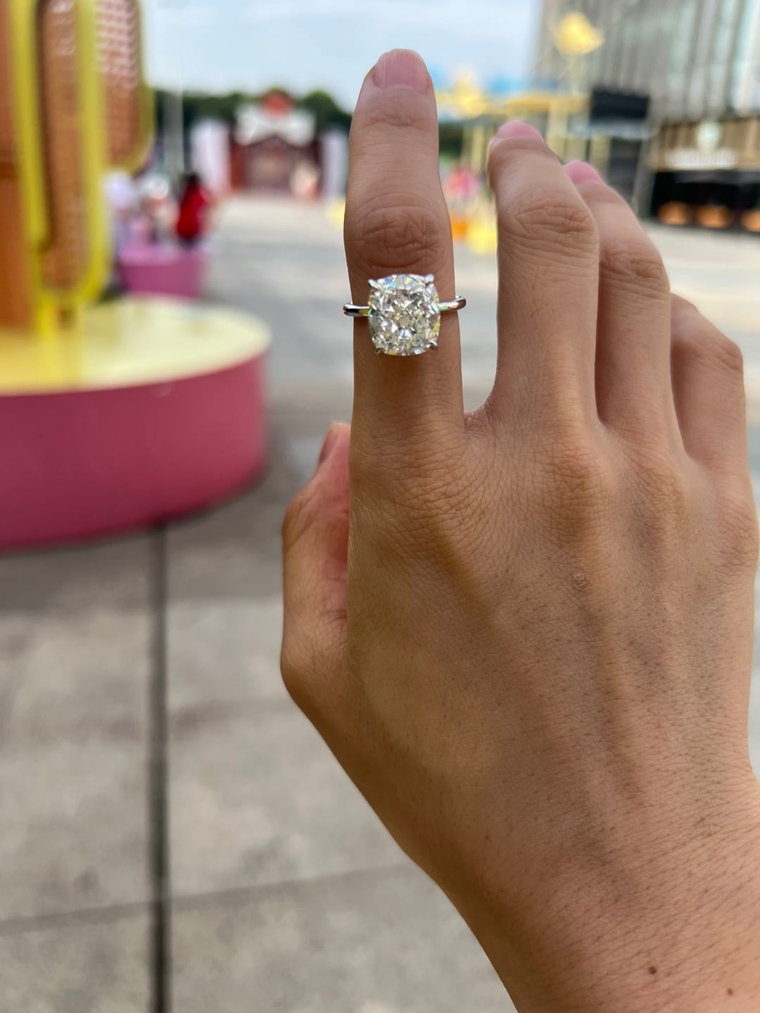 Customer photo review of S925 3.0Ct~6.0 Ct Cushion Cut Engagement Ring In Sterling Silver For Everyday Wear Travel Ring