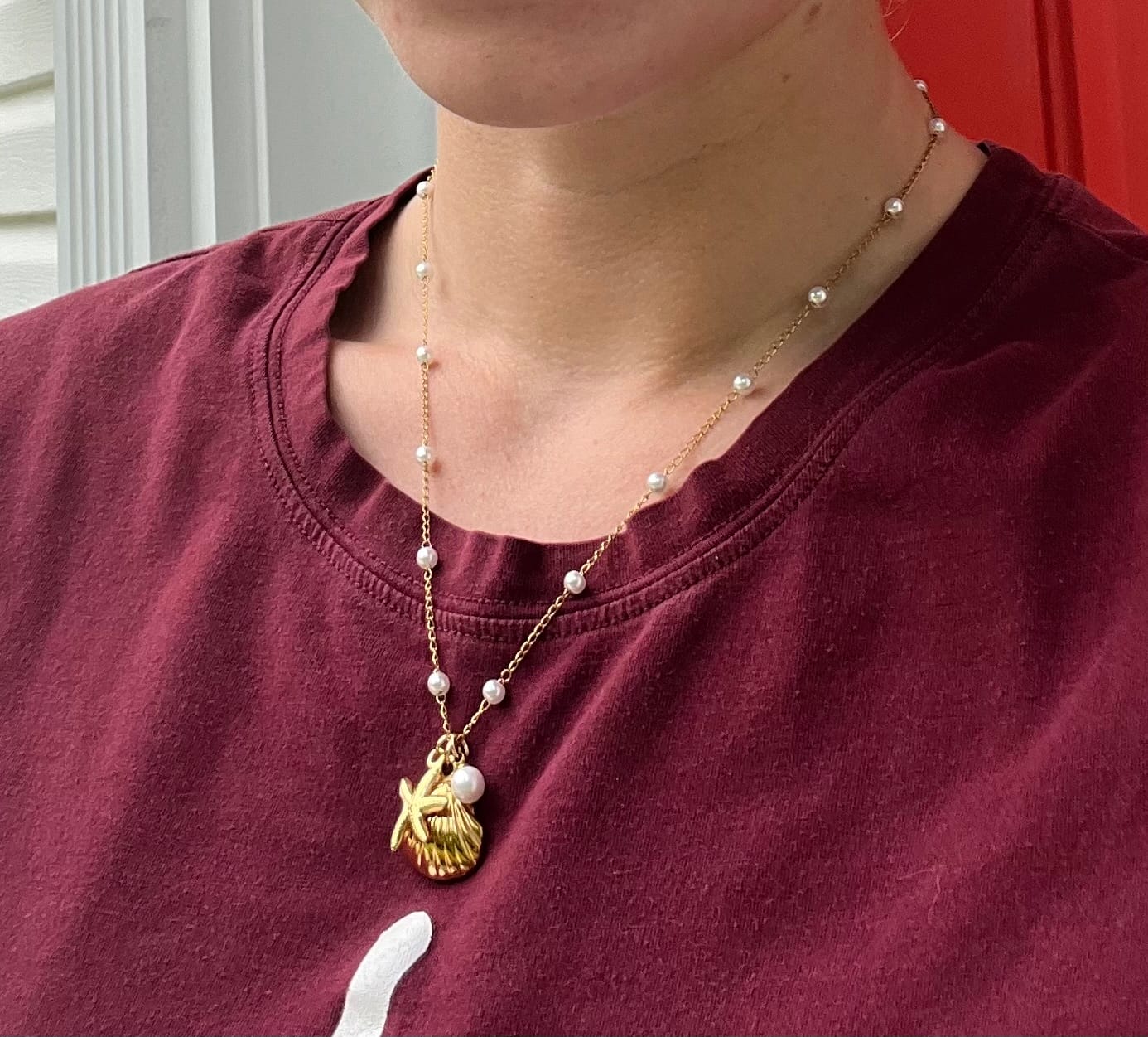 Customer photo review of Aria Shell Charm Necklace