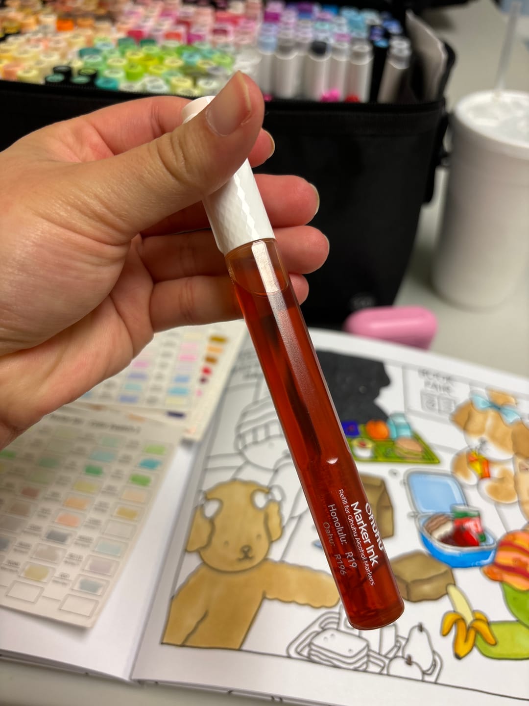 Customer photo review of Ohuhu Marker Ink YR33 / R196 / R19 Refill for Alcohol marker
