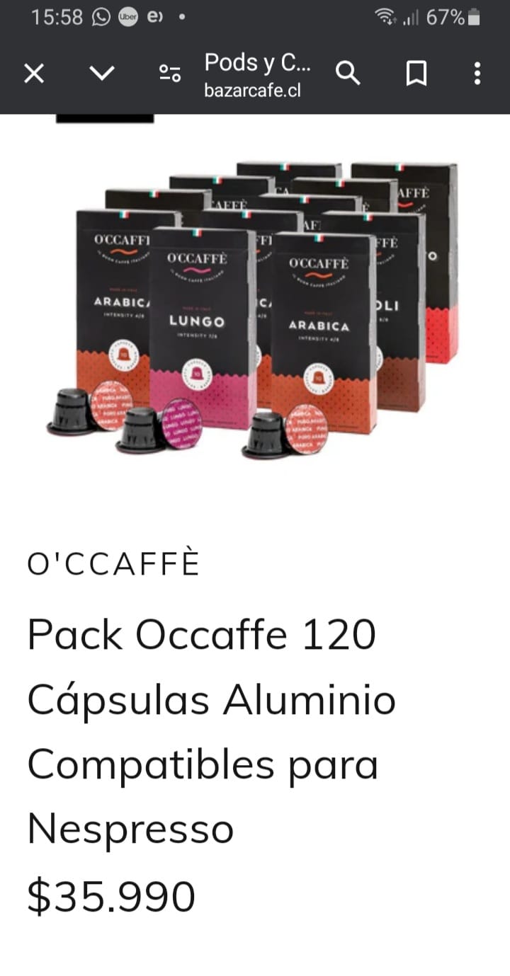 Customer photo review of Pack Occaffe 120 Cápsulas Aluminio Compatibles para Nespresso
