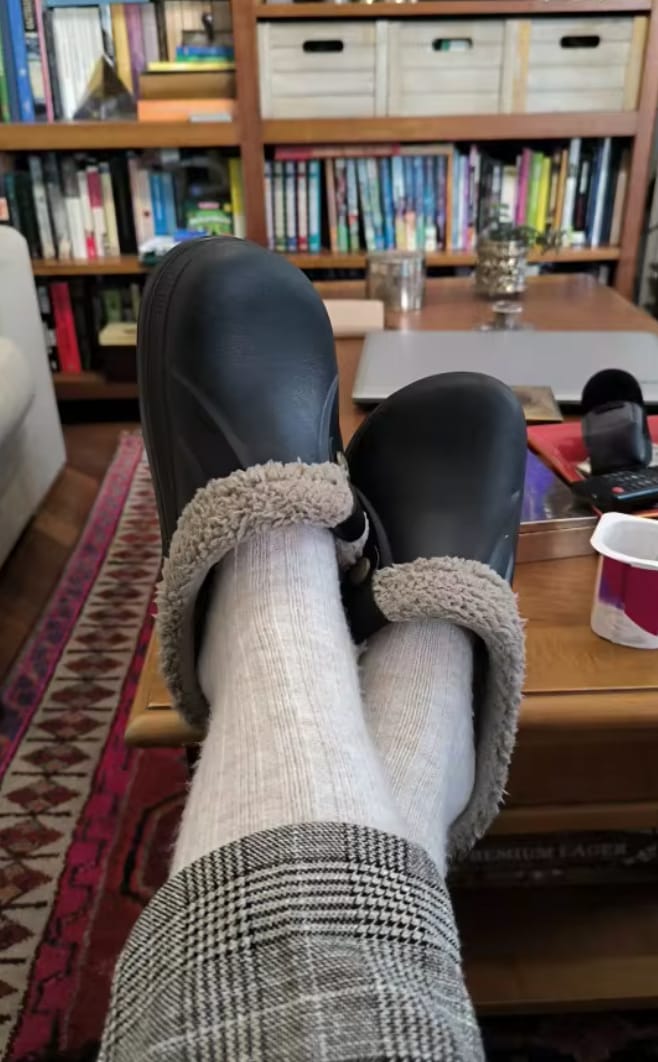 Customer photo review of Arlo Fuzzy - Healthy & Non-Slip Comfort Clog Mules