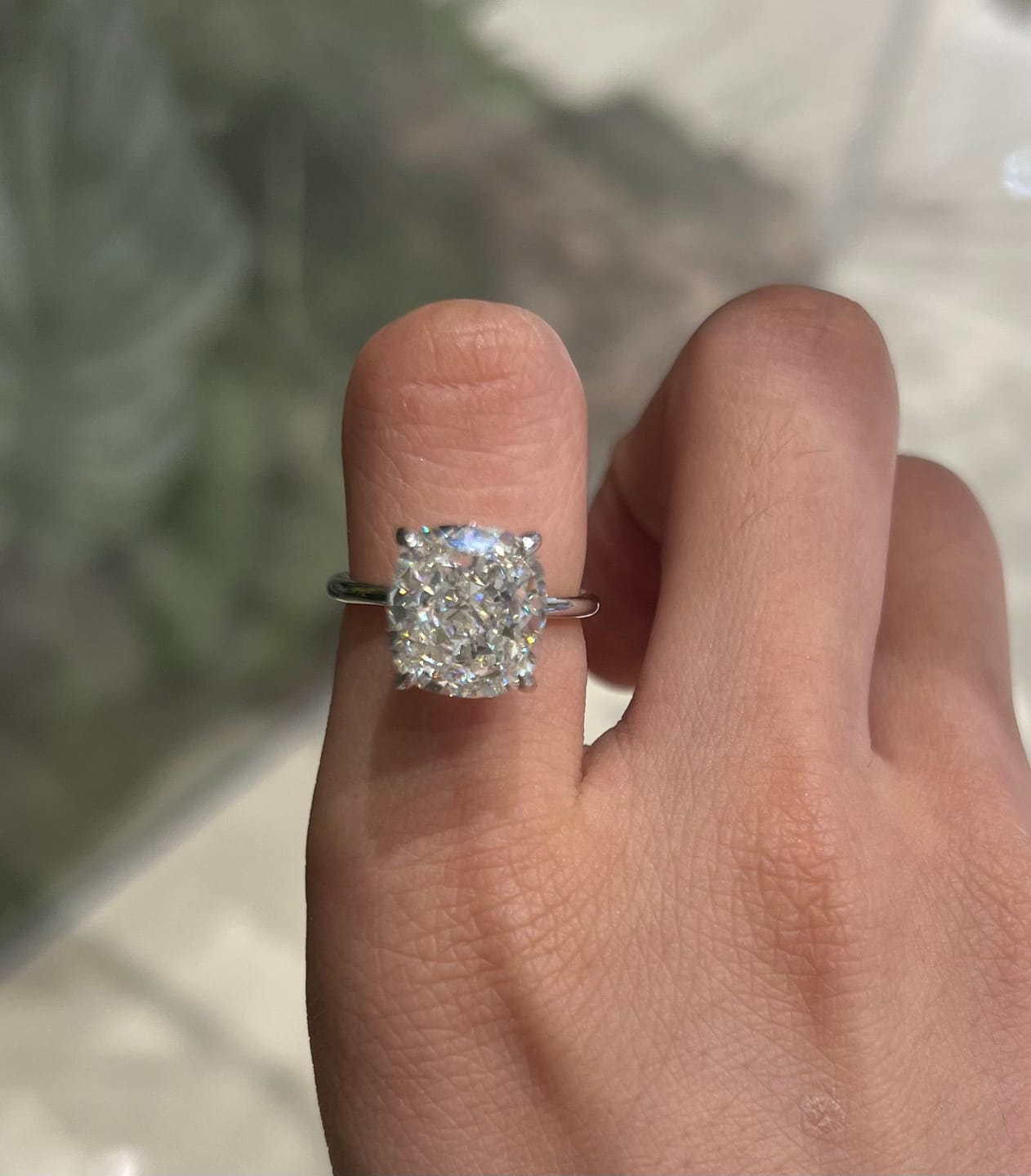 Customer photo review of S925 3.0Ct~6.0 Ct Cushion Cut Engagement Ring In Sterling Silver For Everyday Wear Travel Ring