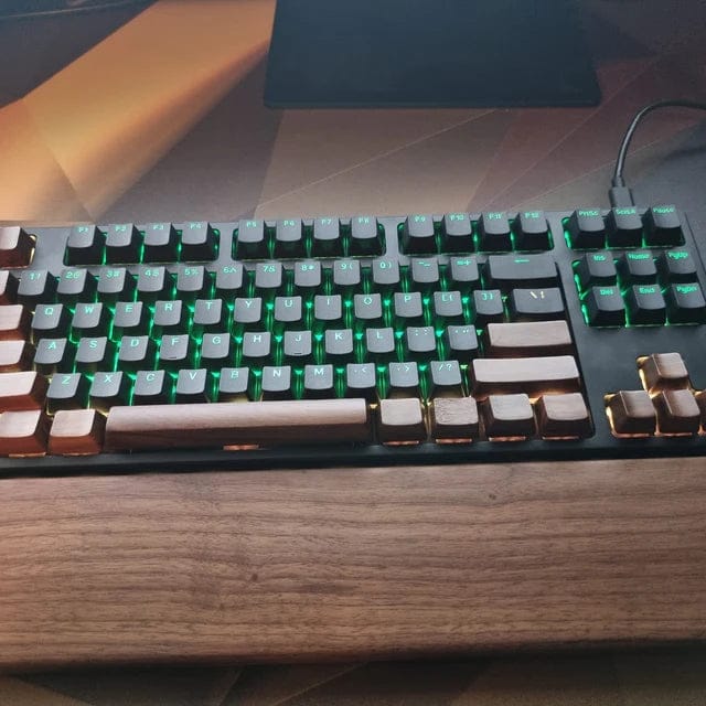 Customer photo review of American Black Walnut Keyboard Keycaps