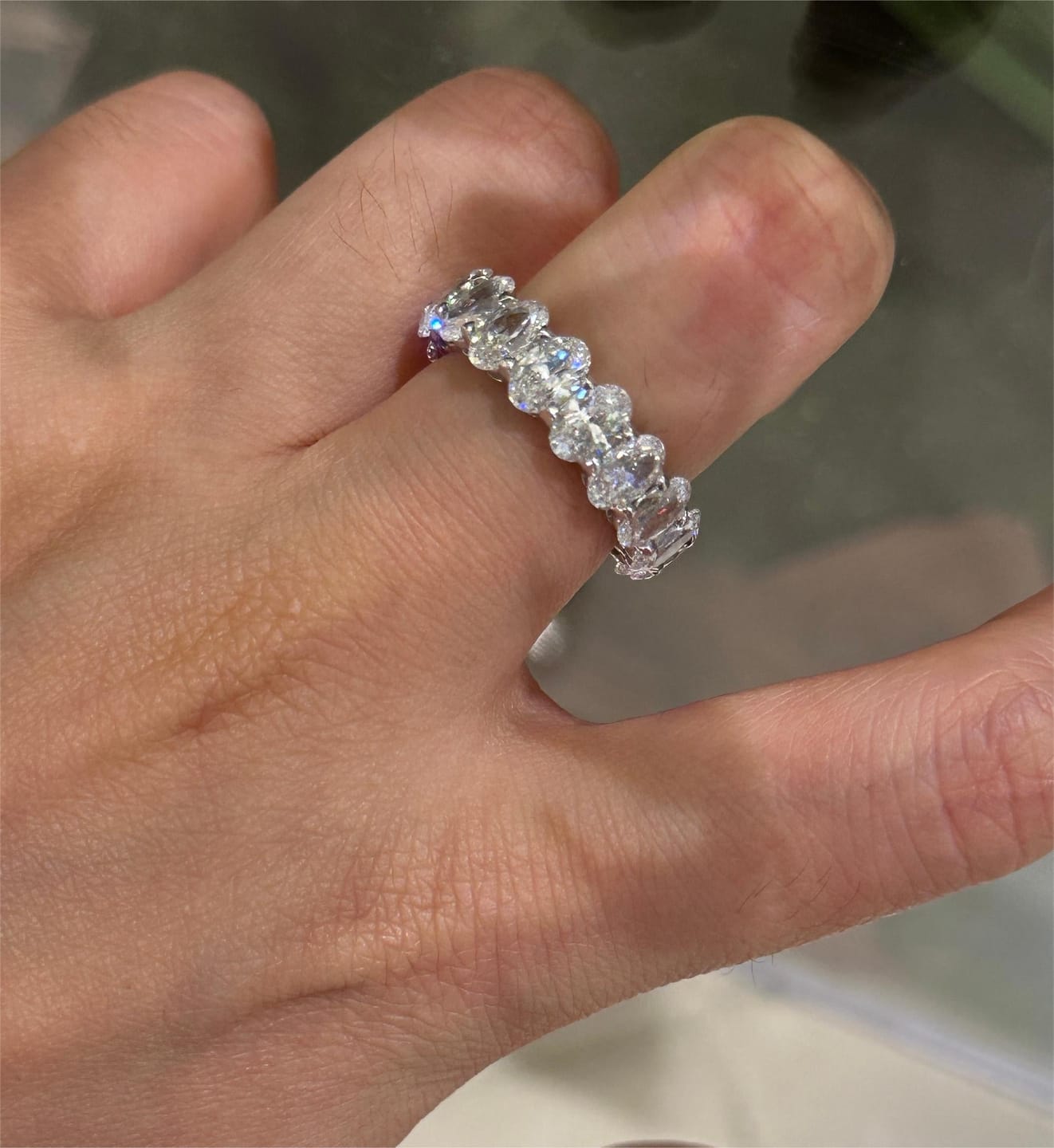 Customer photo review of S925 8.5Ct Eternity Oval Cut Wedding Band For Women In Sterling Silver