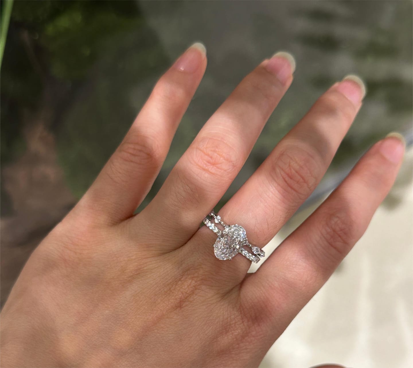 Customer photo review of S925 Attractive 2PC 2.5Ct Oval Cut Bridal Wedding Ring Set Stackable Ring Set For Daily Wear