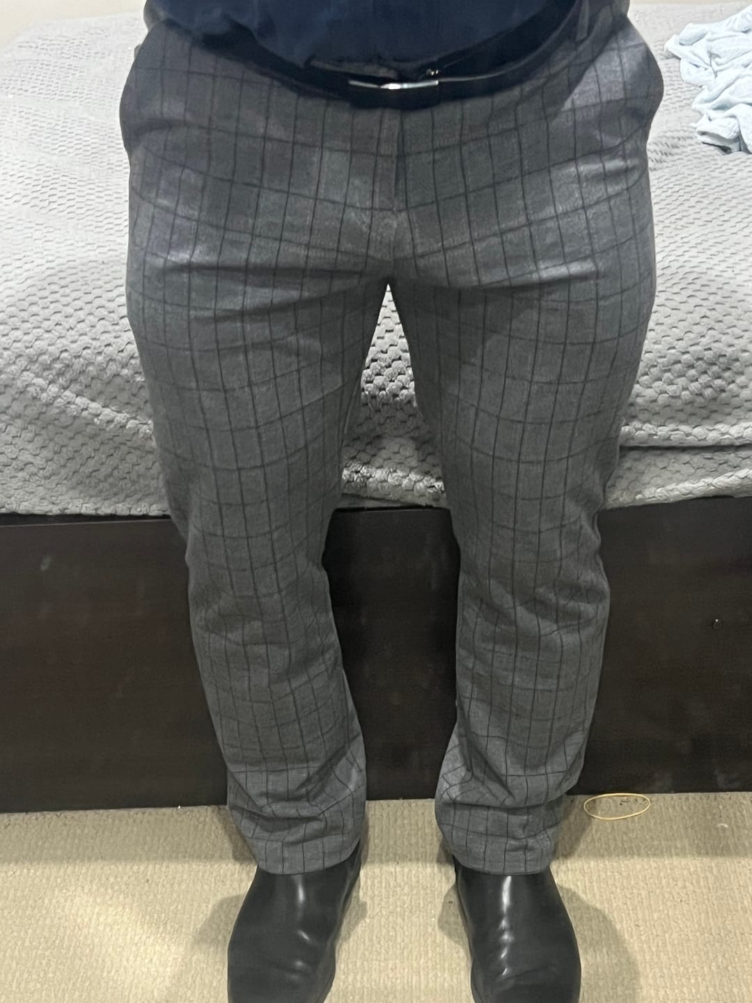 Customer photo review of Ultra Stretch Chino Pants - Slim Fit - Windowpane Grey Check