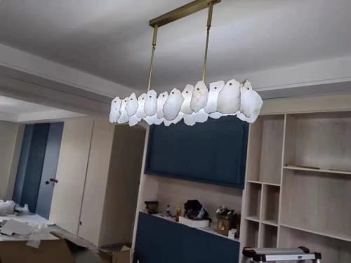 Customer photo review of Alabaster Moira Marble Modern Snowflake Linear Chandelier