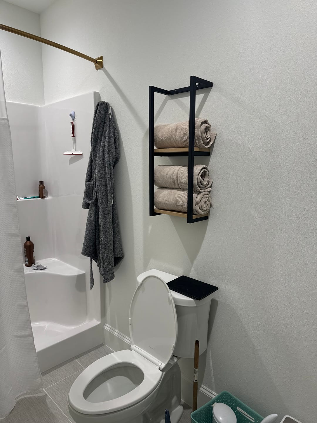 Customer photo review of 2-Tier Bathroom Shelf, Storage for Towel and Blanket