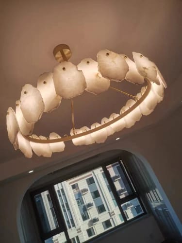 Customer photo review of Alabaster Moira Marble Modern Snowflake Linear Chandelier