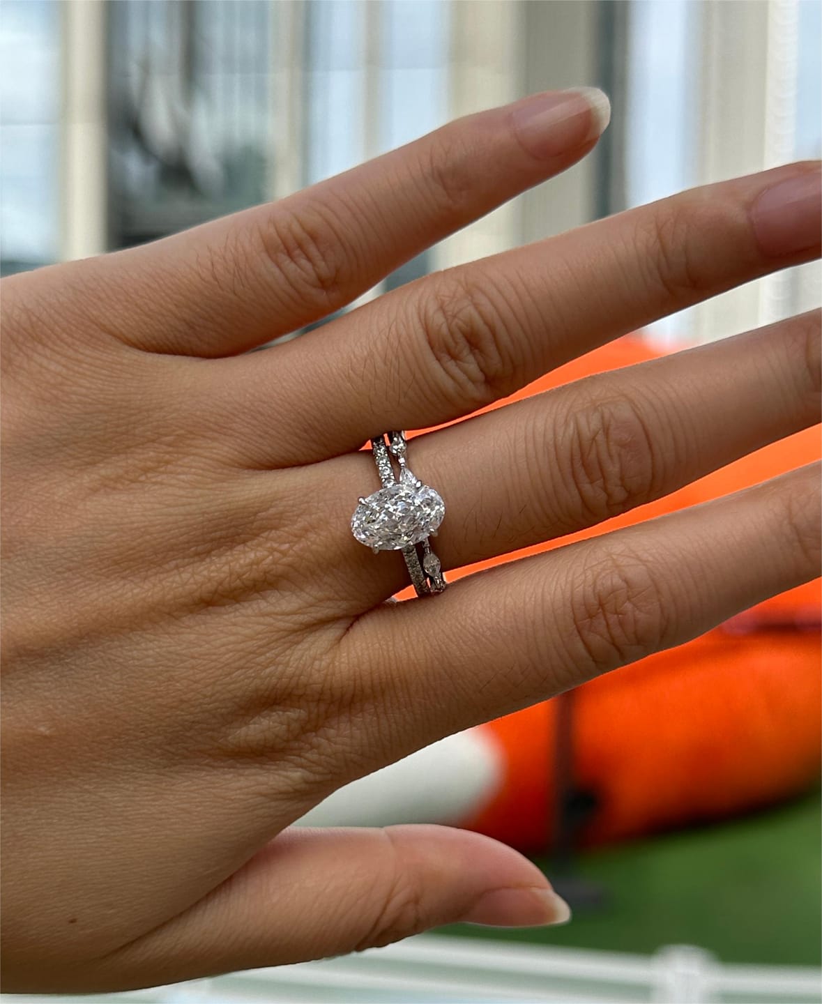 Customer photo review of S925 Attractive 2PC 2.5Ct Oval Cut Bridal Wedding Ring Set Stackable Ring Set For Daily Wear