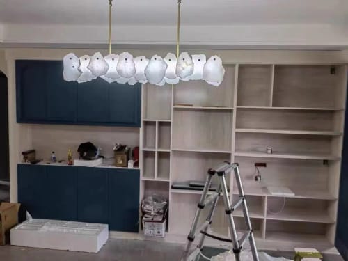 Customer photo review of Alabaster Shell Brass Chandelier