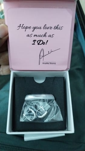Customer photo review of Silver Sparkling Shine Hoop Earrings
