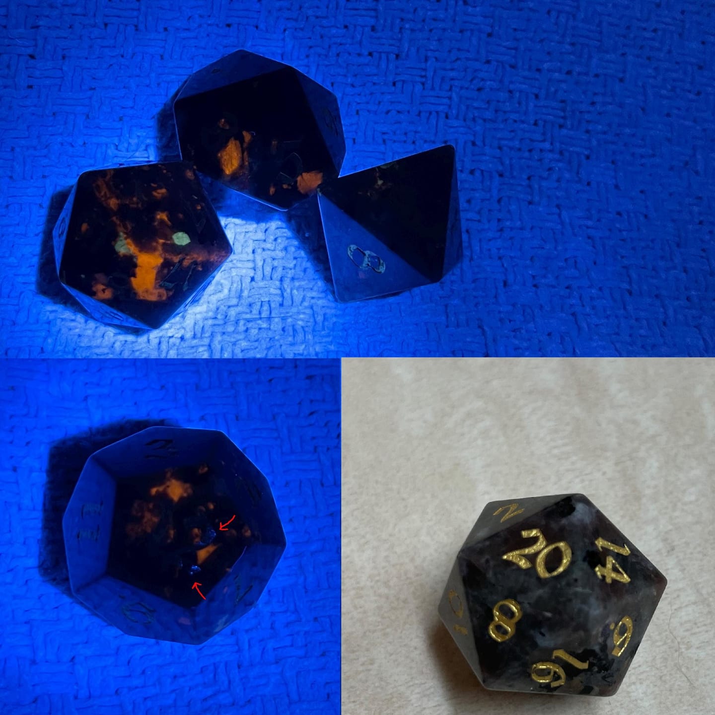 Customer photo review of Gemstone Yooperlite Hand Carved (And Box) DND Dice Set
