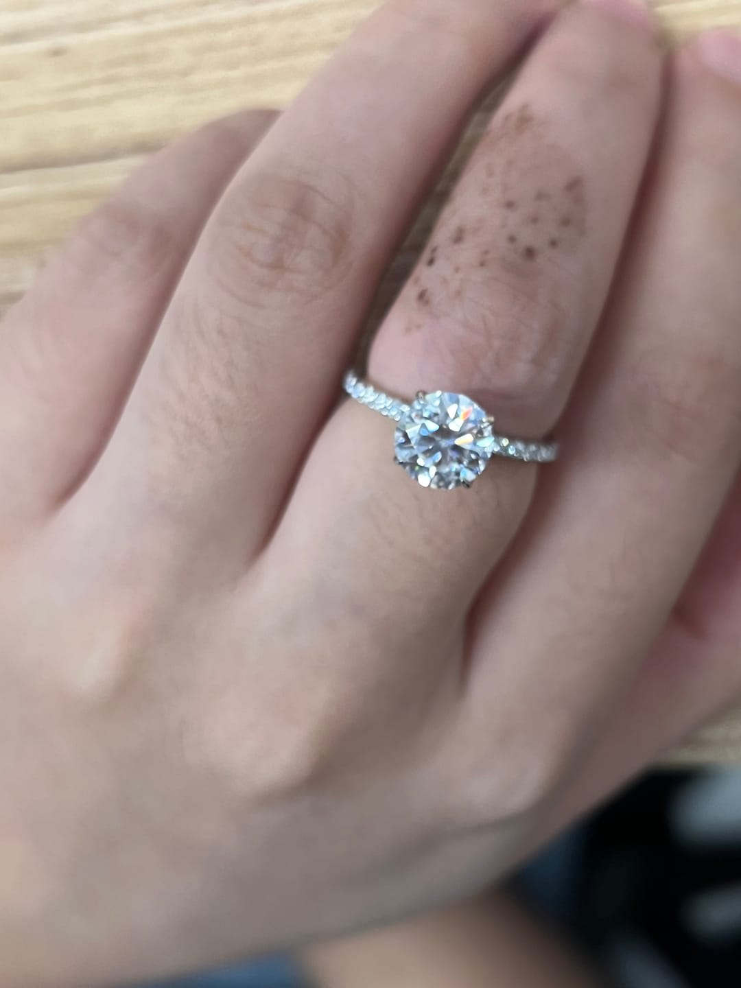 Customer photo review of S925 Classic Moissanite 2.0 Carat Round Cut Promise Ring Bridal Ring For Women