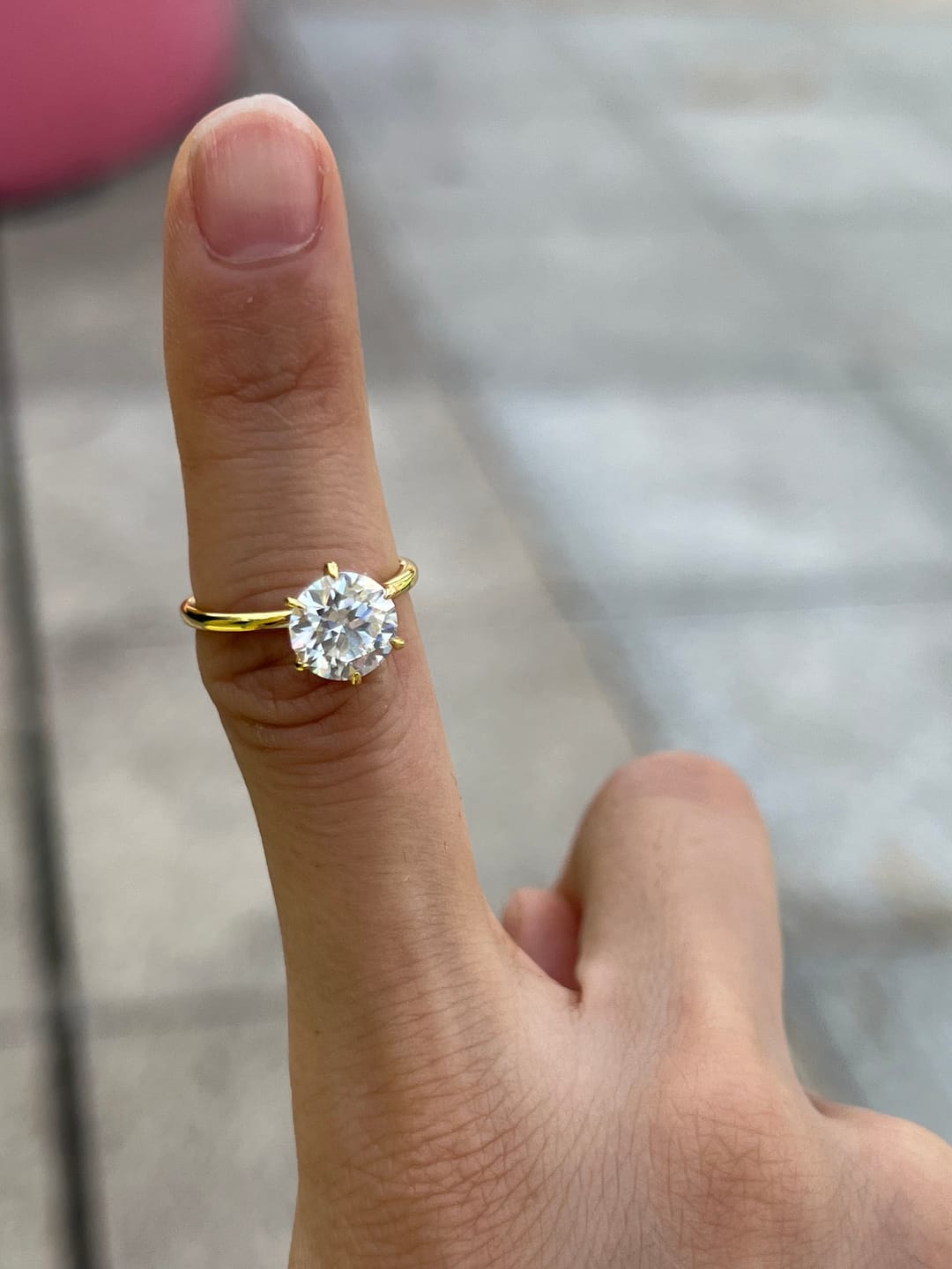 Customer photo review of S925 2.0 Carat Moissanite 6 Prong Round Cut Promise Ring