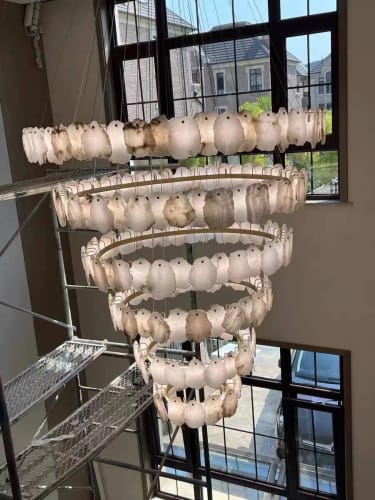 Customer photo review of Alabaster Moira Marble Modern Snowflake Linear Chandelier