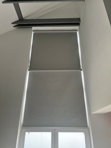Customer photo review of SmartWings Motorized Roller Shades 100% Blackout Safari