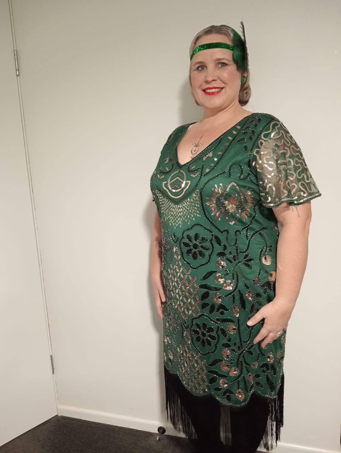 Customer photo review of Margot Plus Size Gatsby Dress - Green