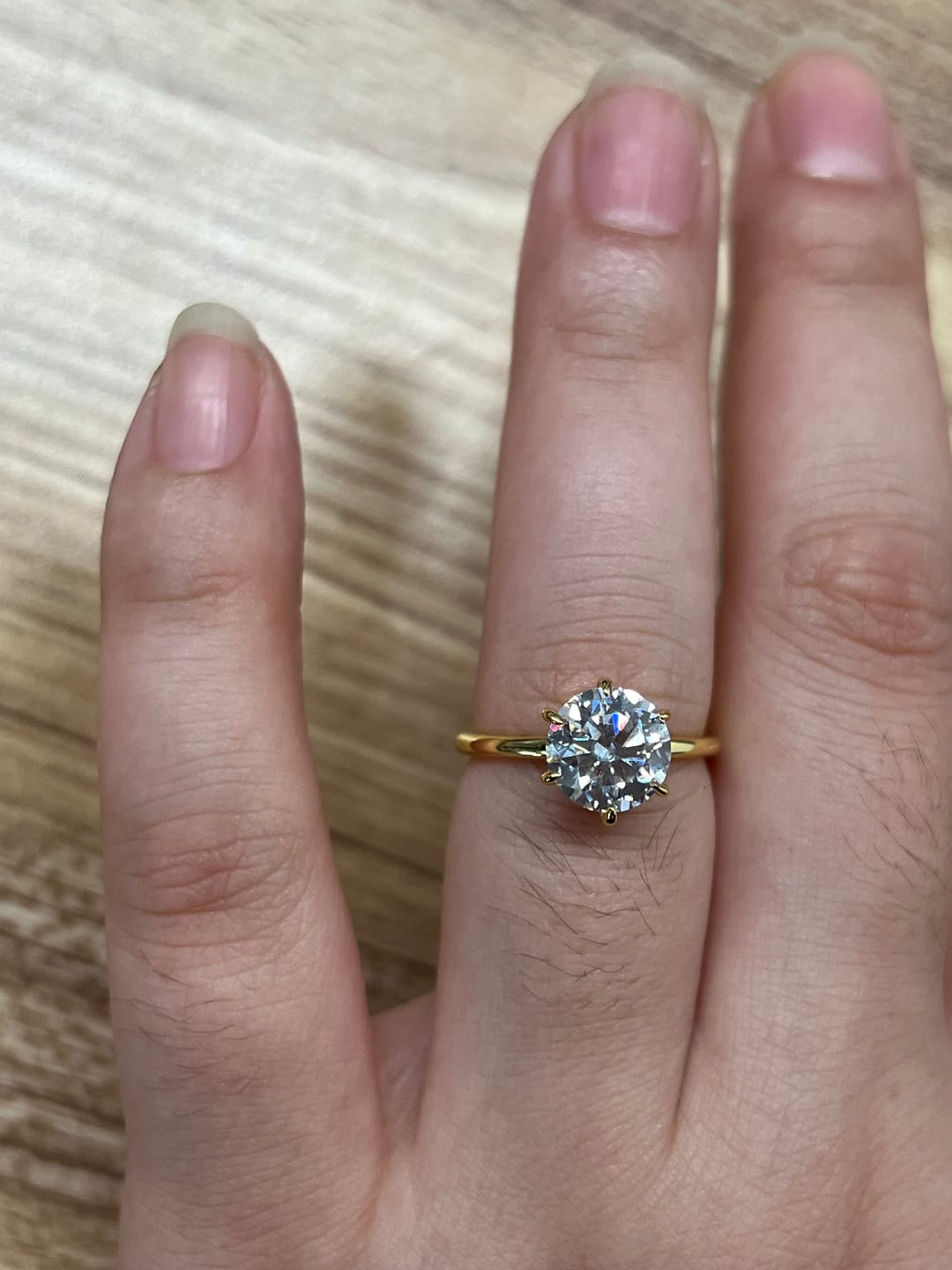 Customer photo review of S925 2.0 Carat Moissanite 6 Prong Round Cut Promise Ring