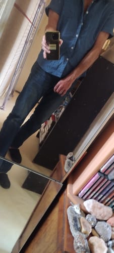 Customer photo review of Chemise à manches courtes en coton et lin de couleur unie pour hommes