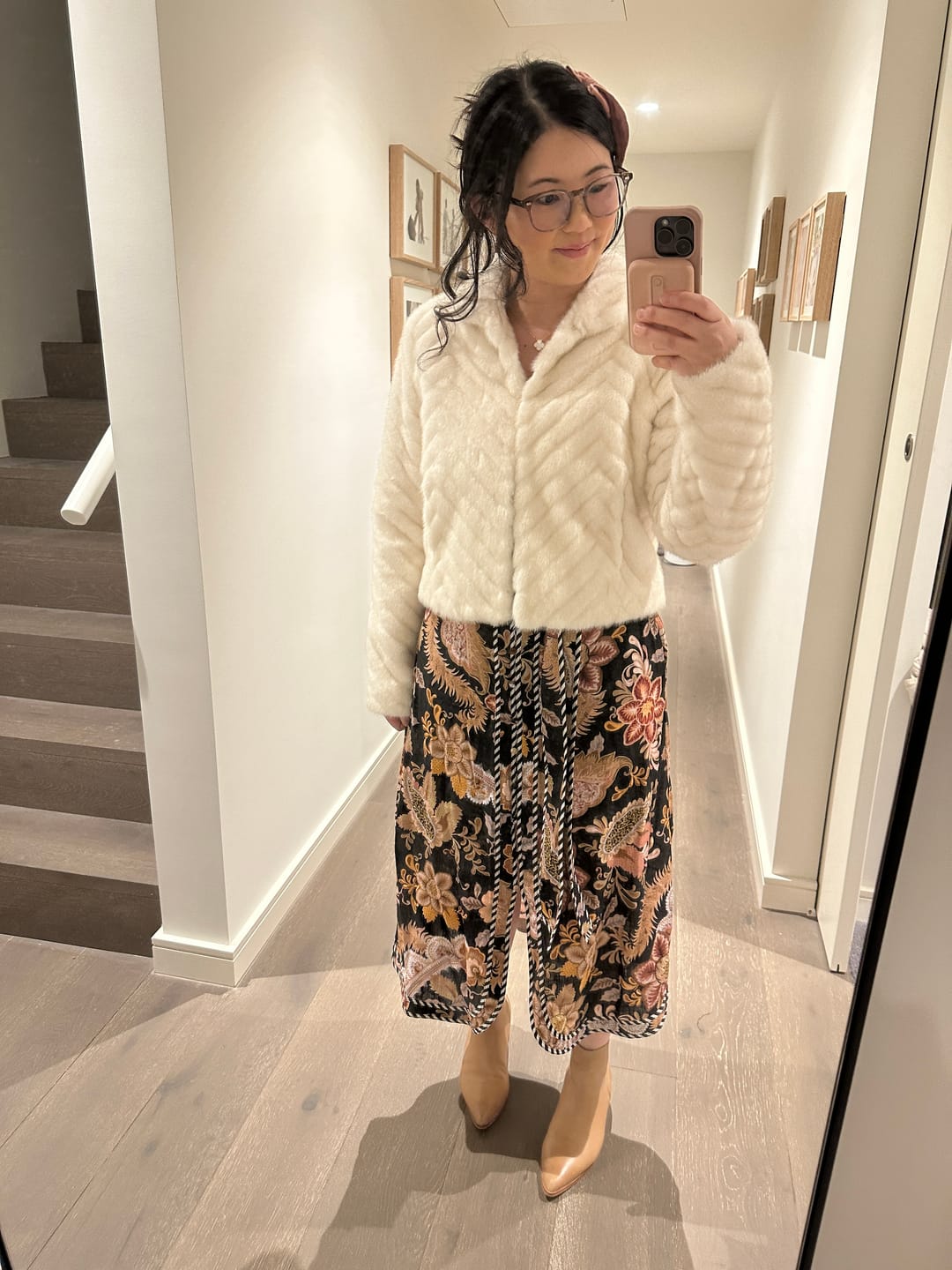 Customer photo review of Altair Faux Fur Jacket in Porcelain