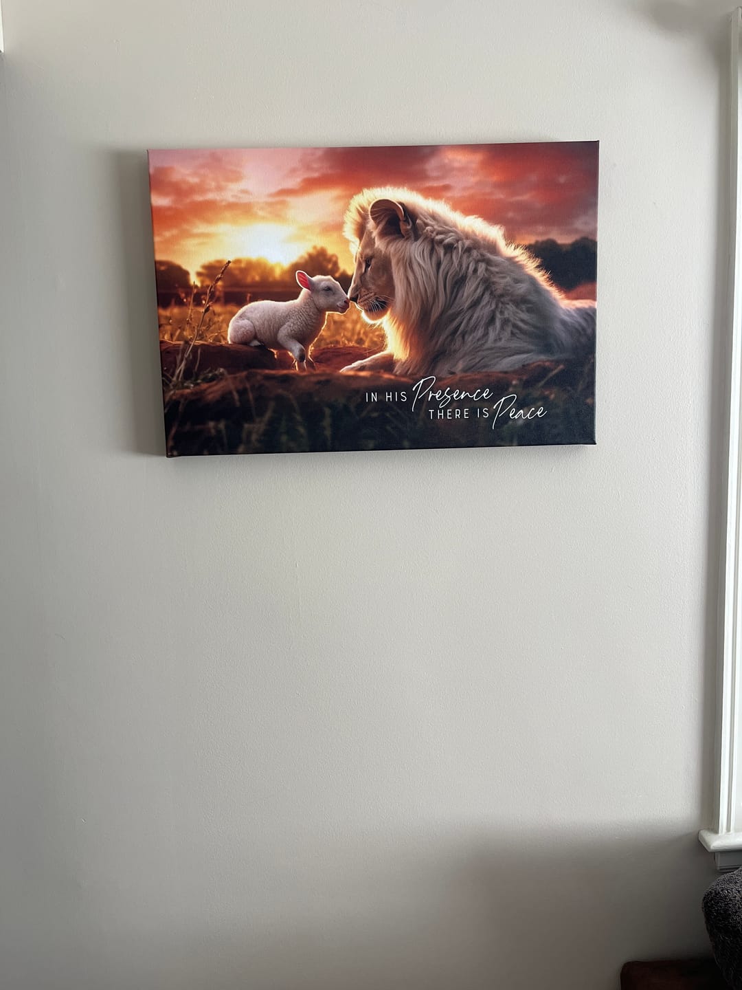 Customer photo review of In His Presence There is Peace, Lion and Lamb, Wall Art Canvas