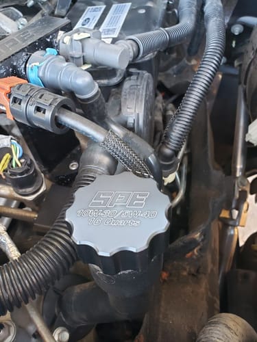 Customer photo review of SPE Motorsport 6.7L Powerstroke 16-Quart Billet Oil Cap