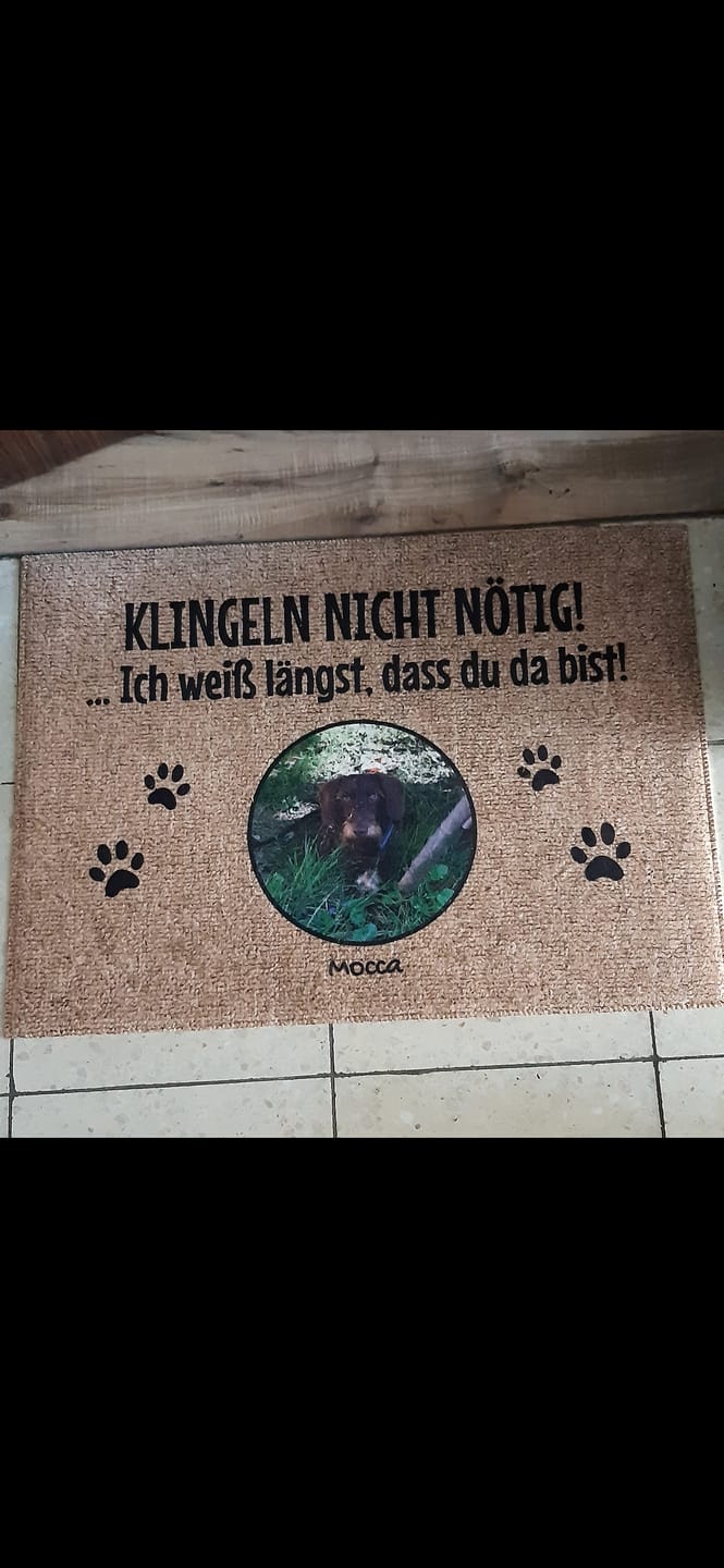 Customer photo review of Klingeln nicht nötig mit Foto - individuelle Fußmatte