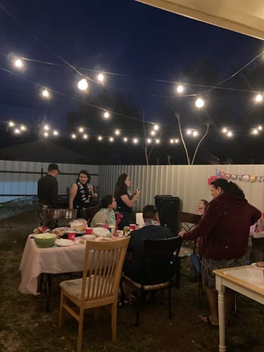 Customer photo review of LED Solar / USB Dual Power "Festoon" Globe String Lights