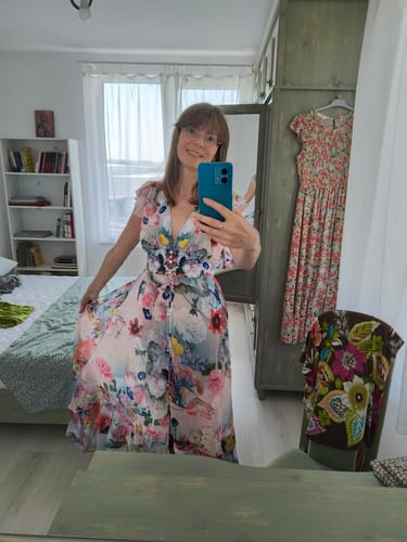 Customer photo review of Rochie Kirsten cu volanase la umeri si imprimeu floral