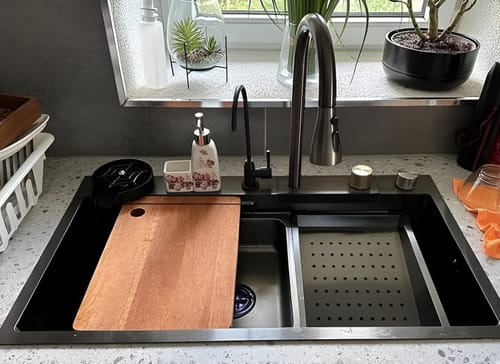 Customer photo review of Ristafallet - Workstation Kitchen Sink Waterfall Stainless Steel Dish Basin