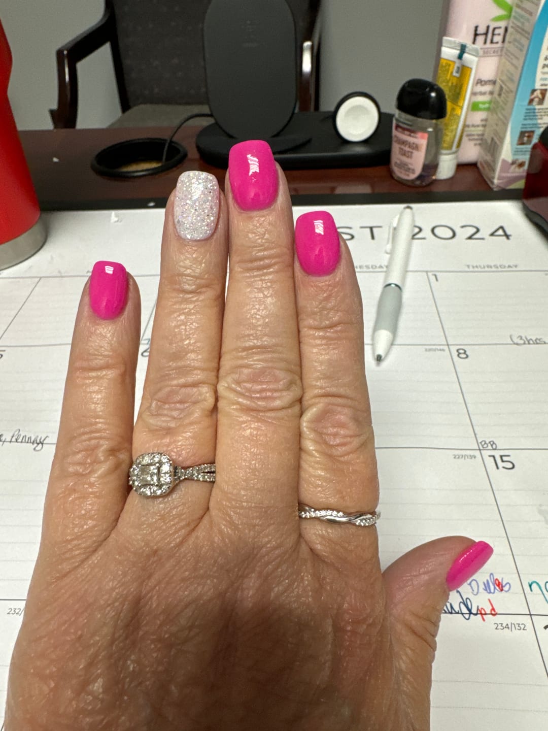 Customer photo review of Twisted Vine Moissanite Half Eternity Wedding Band Stackable Ring