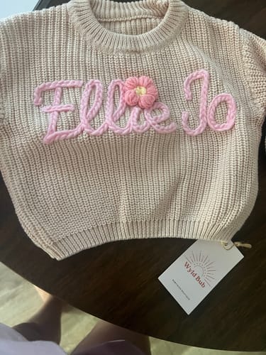 Customer photo review of Hand Knitted Personalized Sweater