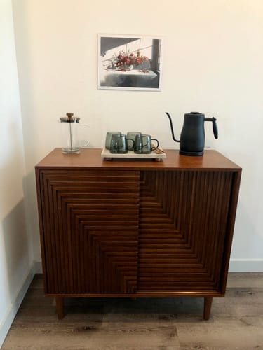 Customer photo review of Archie 34" Tall 2 Door Accent Multifunction Cabinet with Adjustable Shelves