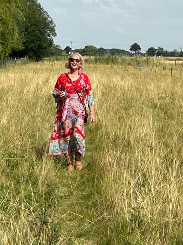 Customer photo review of REALM Kimono Midi Dress