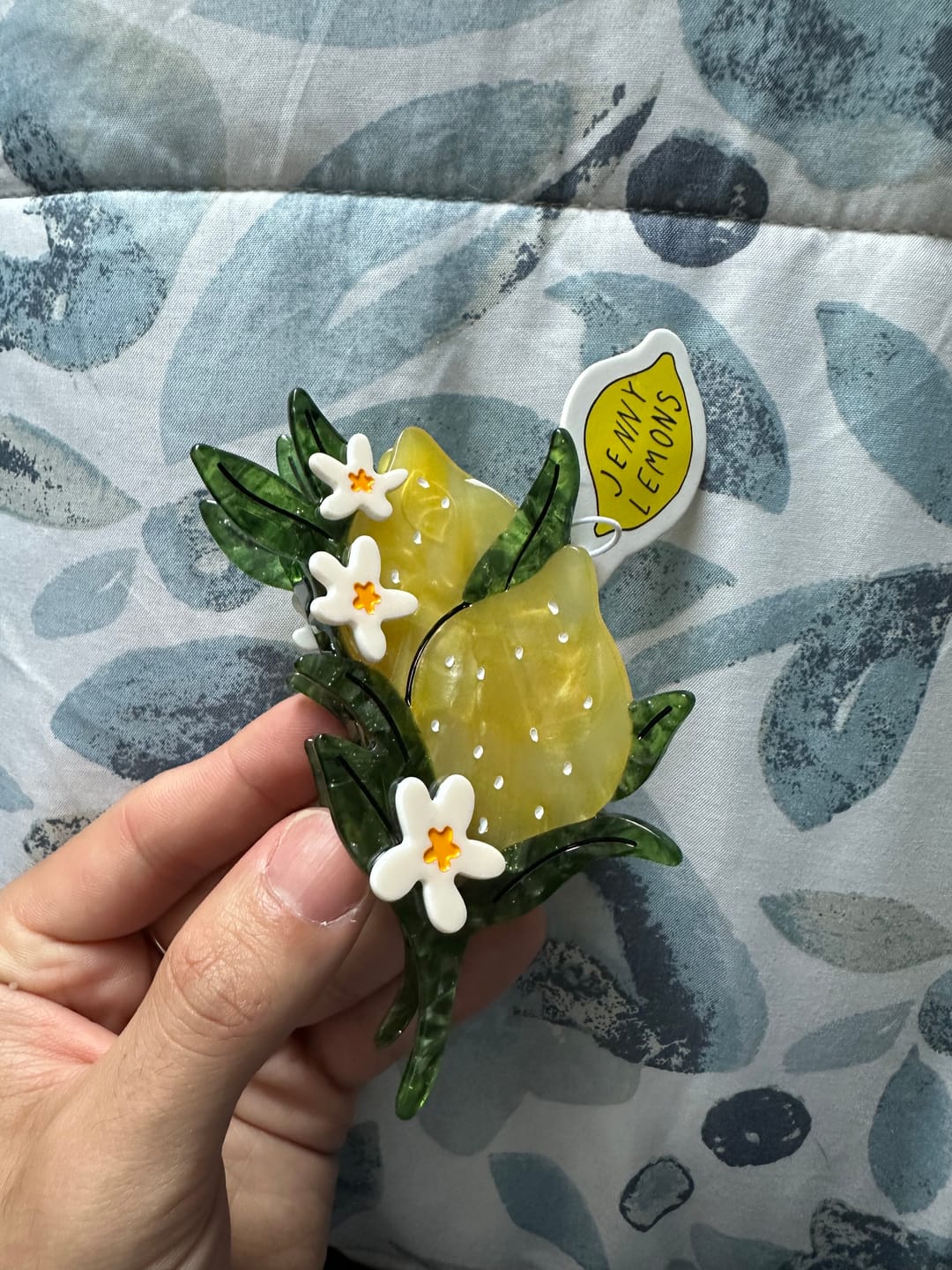 Customer photo review of Large Lemon and Flowers Hair Claw Clip