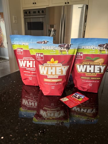 Customer photo review of 3 Flavor Whey Protein Isolate Combos