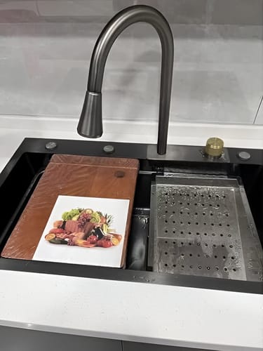 Customer photo review of Ristafallet - Workstation Kitchen Sink Waterfall Stainless Steel Dish Basin