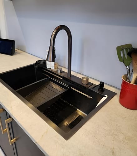 Customer photo review of Ristafallet - Workstation Kitchen Sink Waterfall Stainless Steel Dish Basin