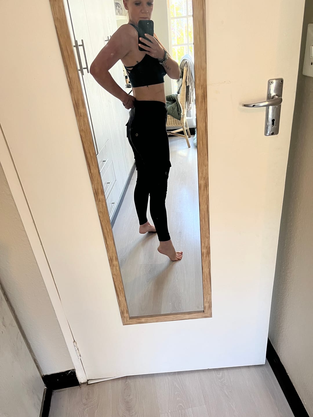 Customer photo review of Shapewear TNG Cargo Leggings -  Black Camo