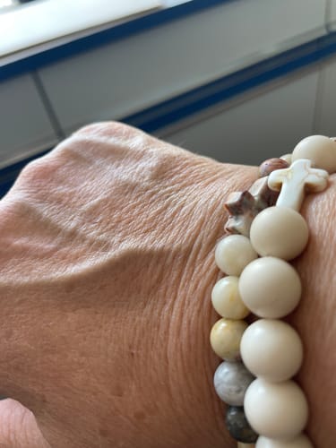 Customer photo review of God's Crazy Amazing Love Bracelet—Crazy Agate