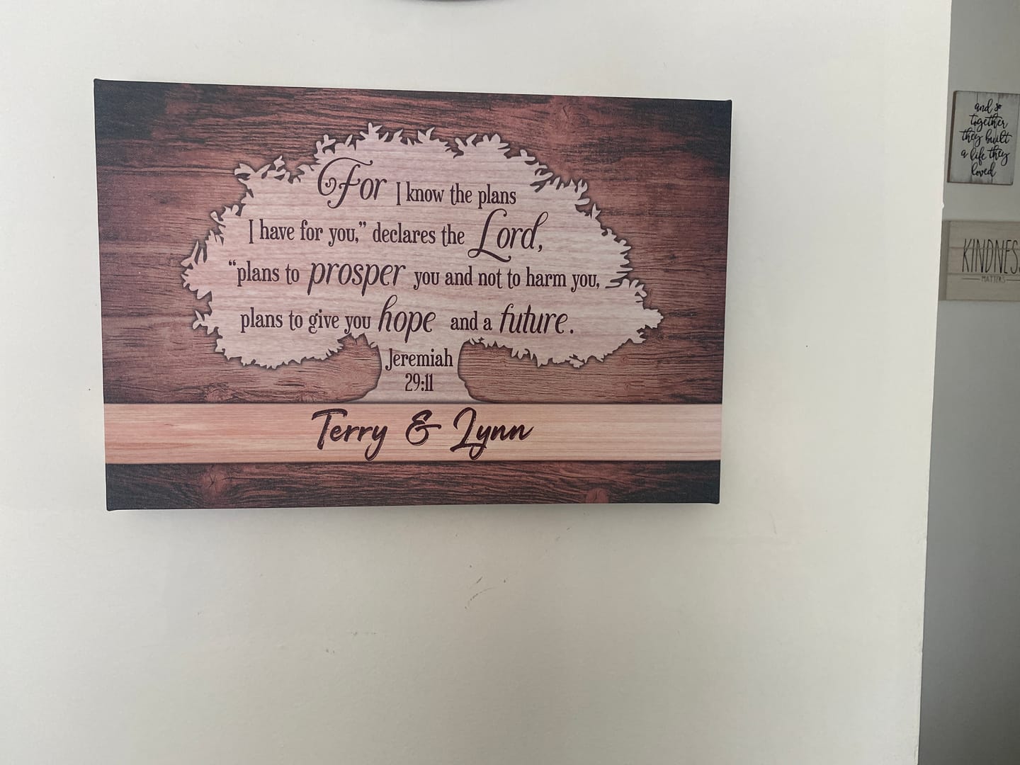 Customer photo review of For I Know The Plans I Have For You Jeremiah 29:11 Personalized Name Wall Art Canvas