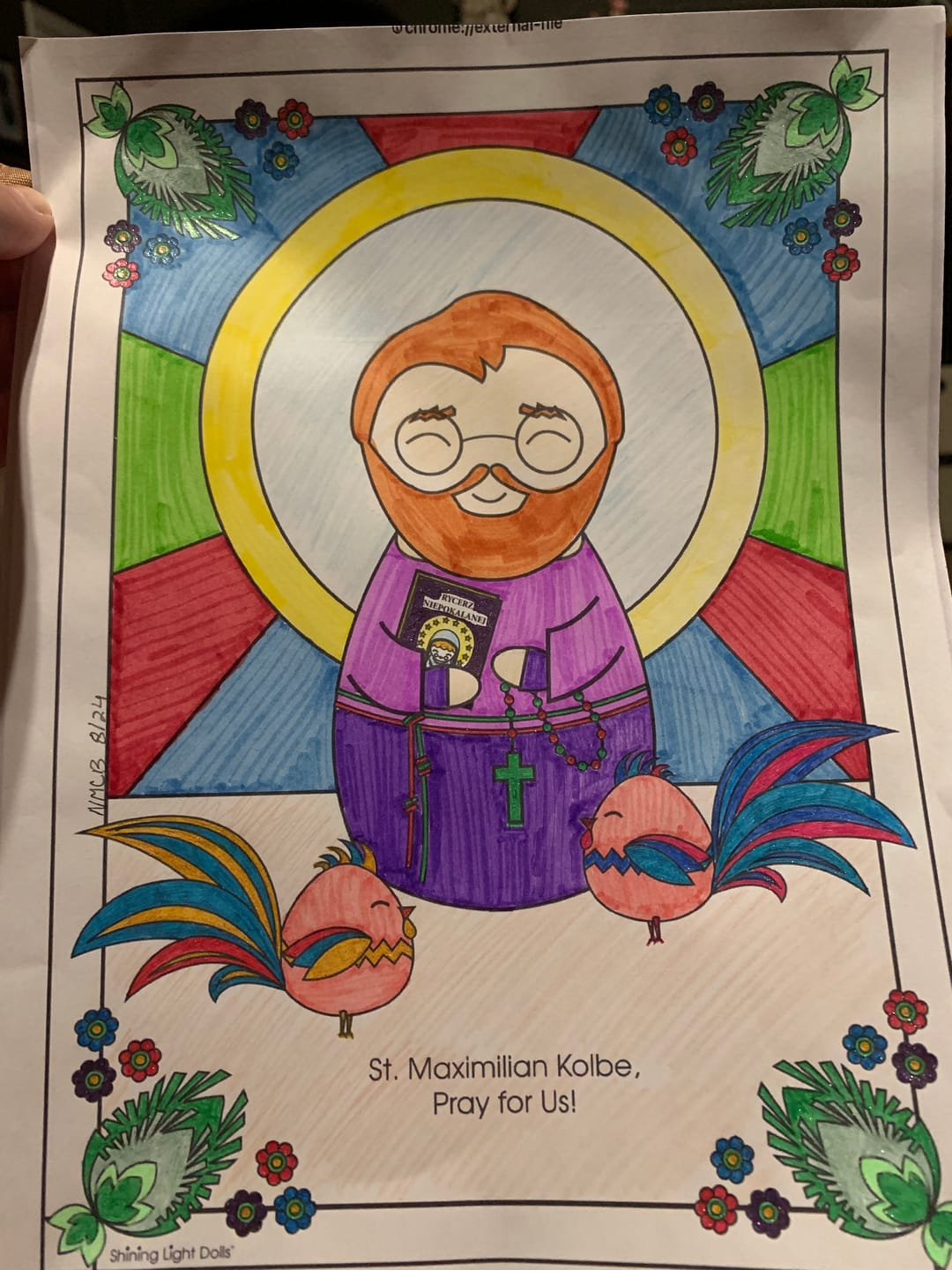 Customer photo review of August Saints Coloring Sheets - Digital Download