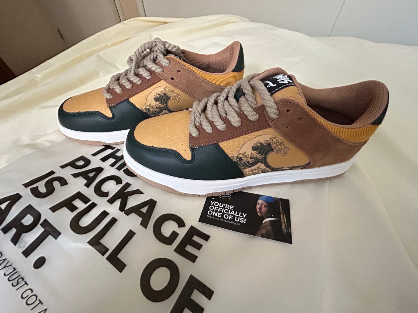 Customer photo review of The great wave off Kanagawa inspired sneakers